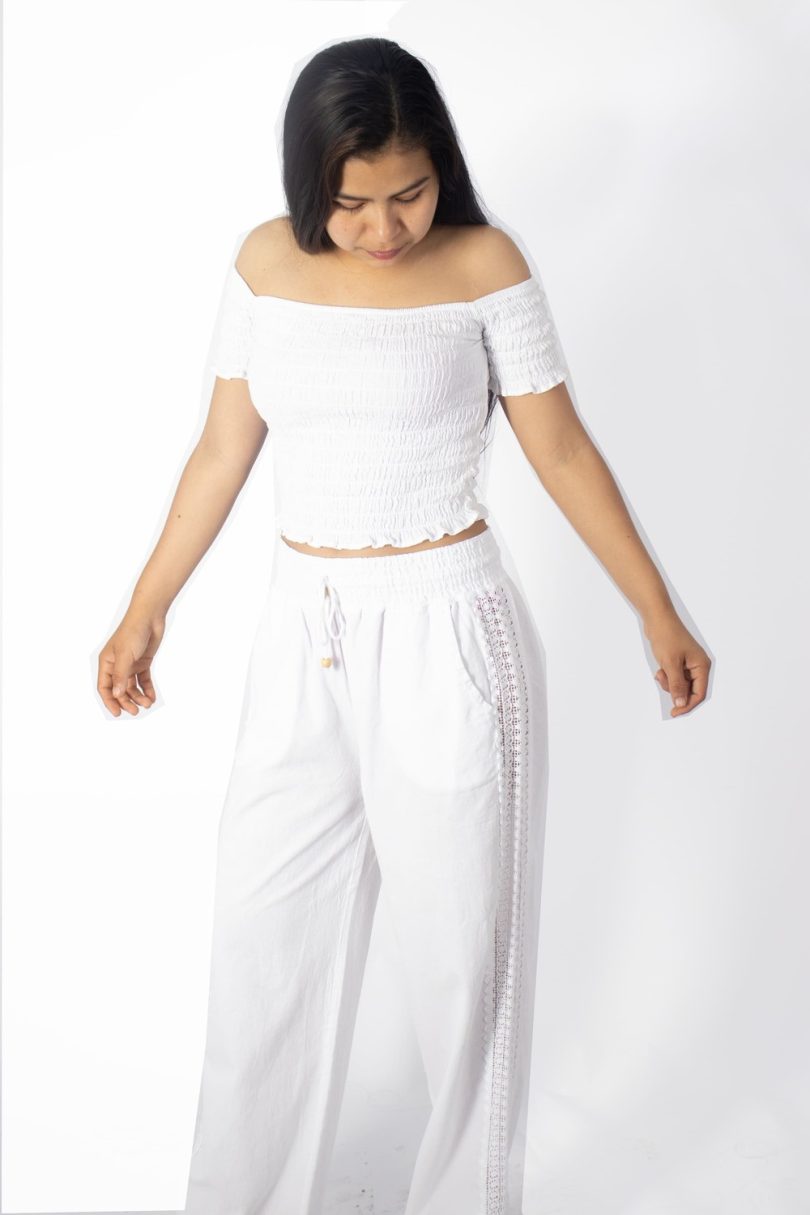 LUANA MULTI-NEEDLE RUCHED TOP