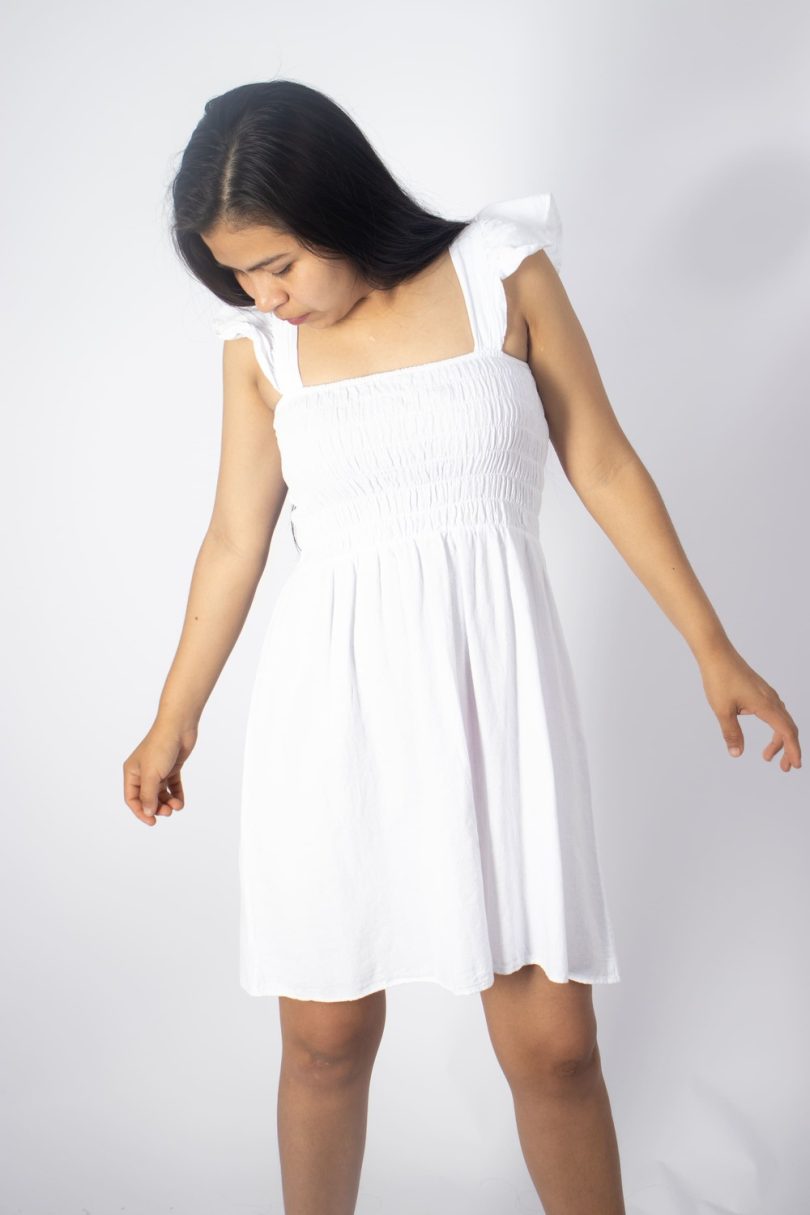 MAYEL SHORT DRESS WITH STRAPPY RUFFLES