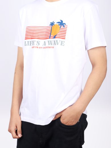 POLO BLANCO DE HOMBRE CON ESTAMPADO LIFE IS A WAVE