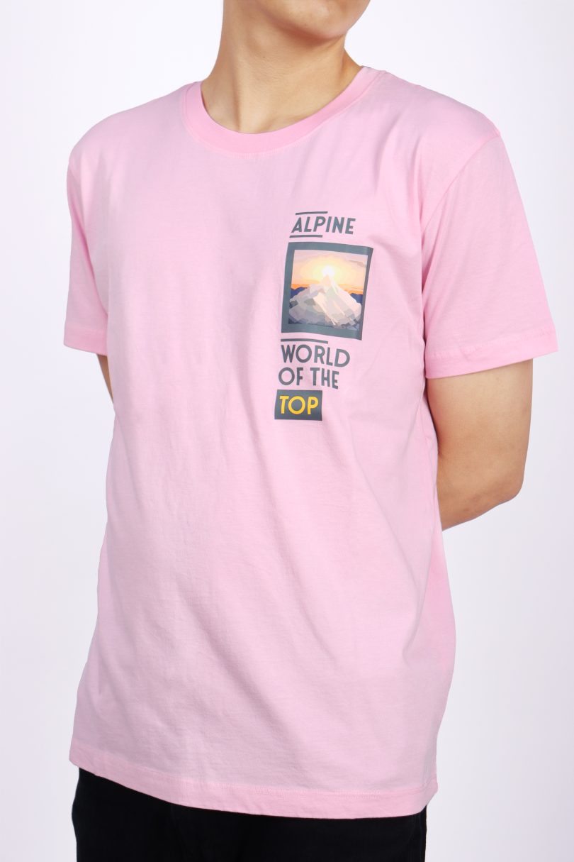 MEN'S PINK POLO SHIRT WITH ALPINE PRINT