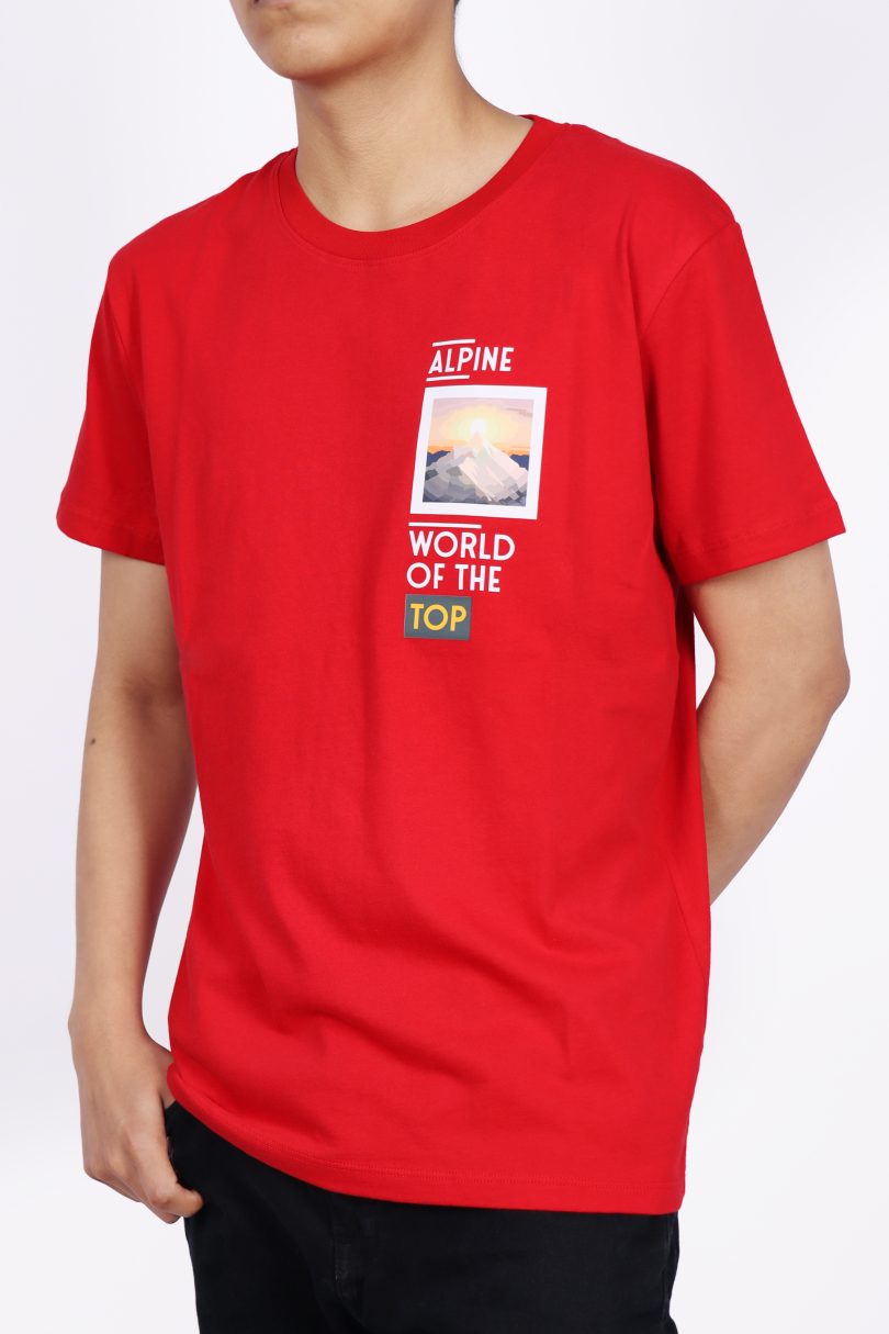 MEN'S RED POLO SHIRT WITH ALPINE PRINT