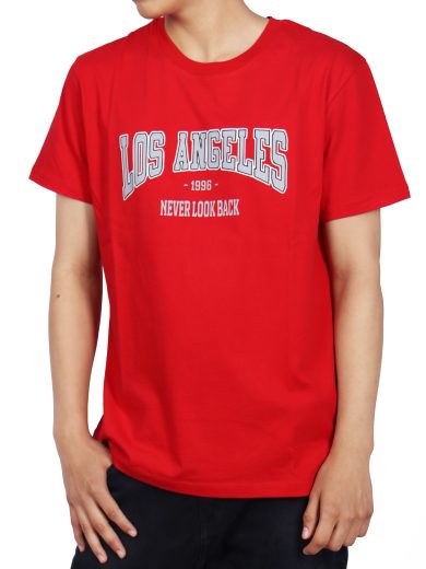 POLO ROJO DE HOMBRE CON ESTAMPADO LOS ANGELES