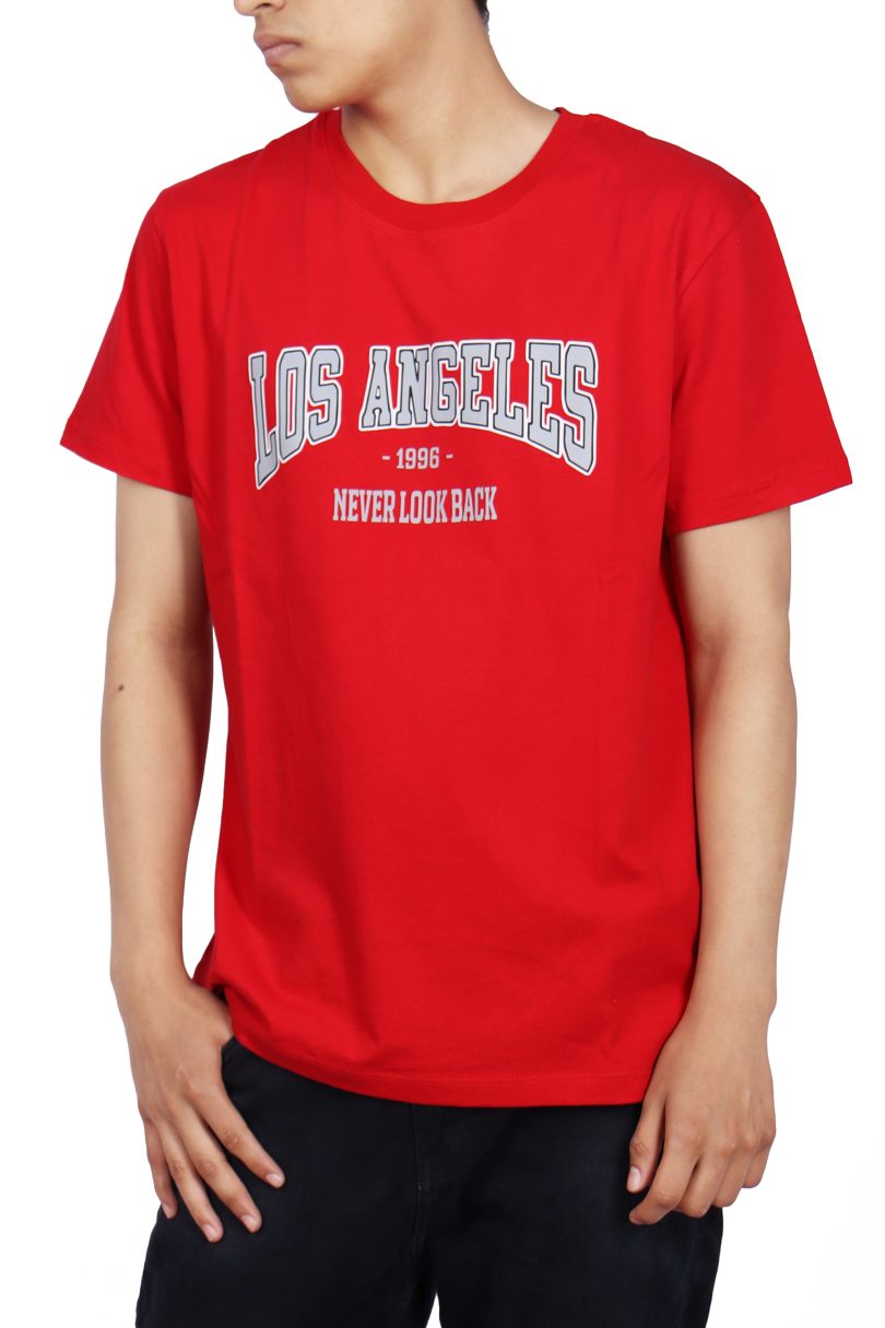 POLO ROJO DE HOMBRE CON ESTAMPADO LOS ANGELES