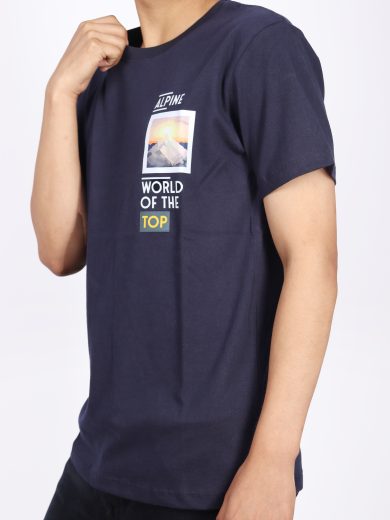POLO AZUL MARINO DE HOMBRE CON ESTAMPADO DE LOS ALPINOS