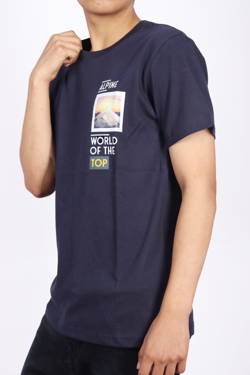 MEN'S NAVY BLUE POLO SHIRT WITH ALPINE PRINT