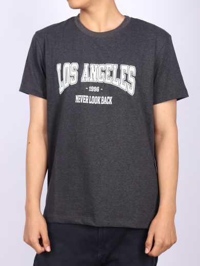 POLO CHARCOAL DE HOMBRE CON ESTAMPADO LOS ANGELES