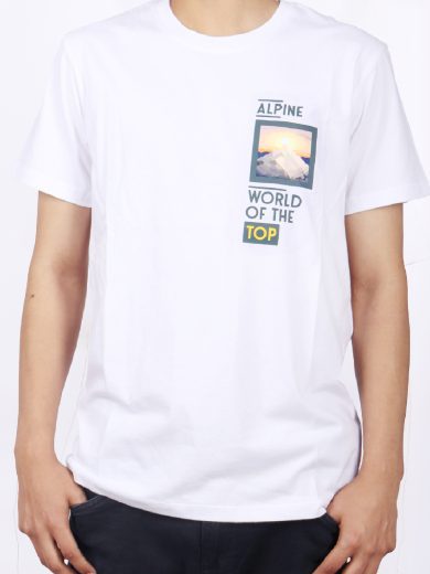 POLO BLANCO DE HOMBRE CON ESTAMPADO DE LOS ALPINOS