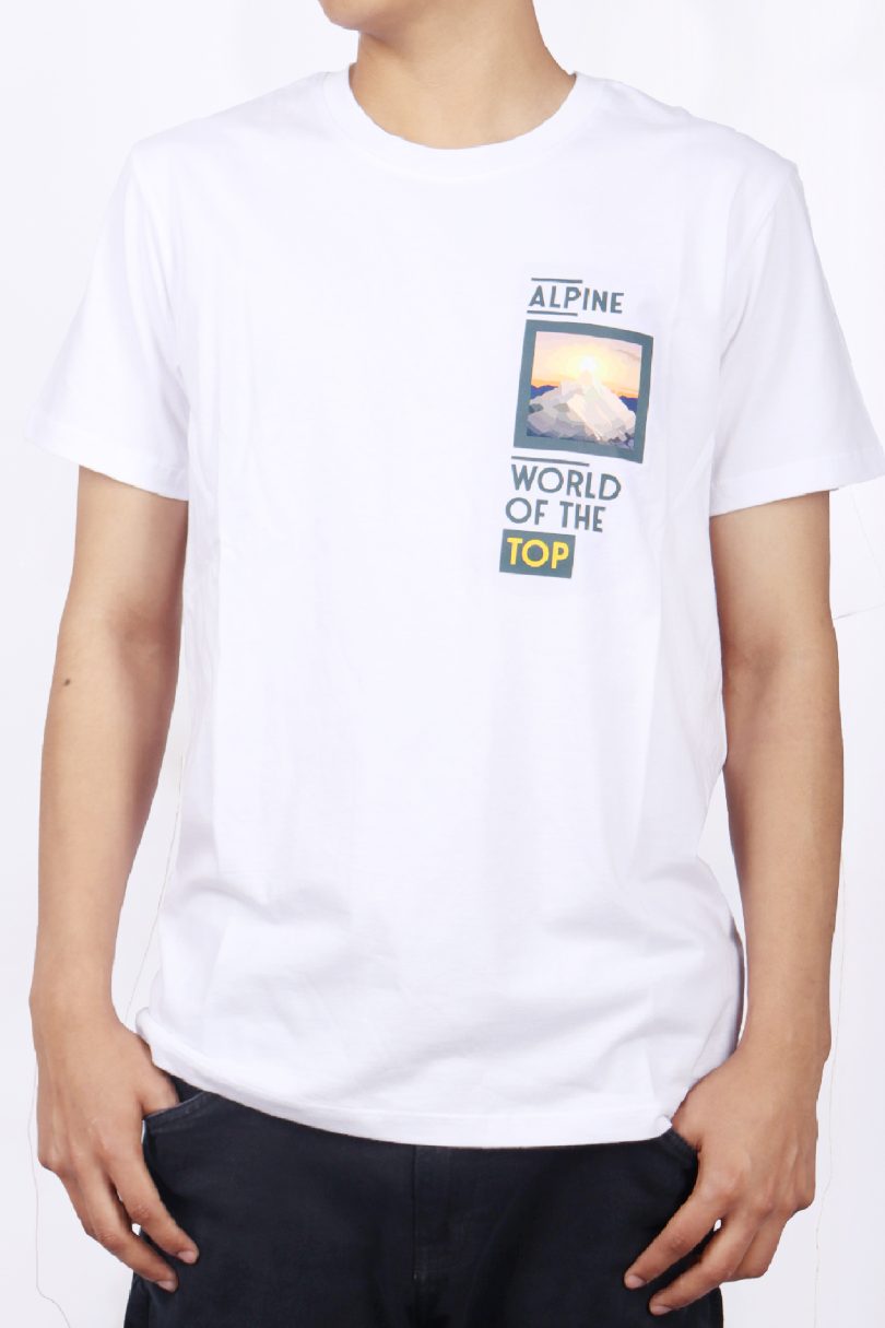MEN'S WHITE POLO SHIRT WITH ALPINE PRINT